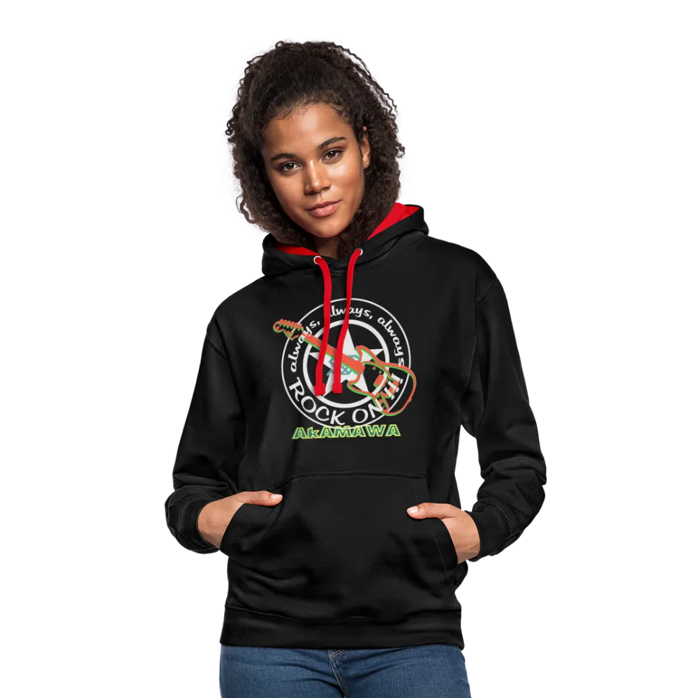 AC10U001  'ROCK ON' Music-hoodie, contrast-colour, Unisex, AkAMAWAcrew