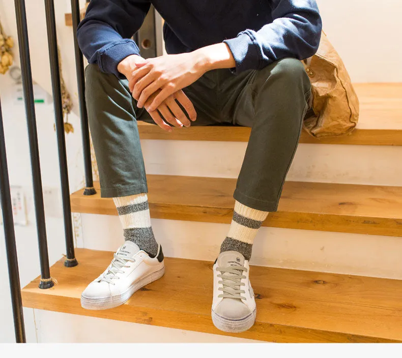 ACALEN WOOL BLEND SOCKS WITH RETRO WIDE STRIPE FOUR PACK