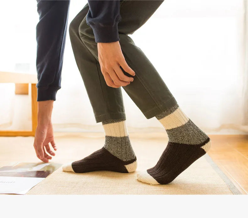 ACALEN WOOL BLEND SOCKS WITH RETRO WIDE STRIPE FOUR PACK