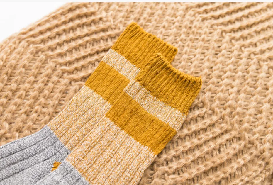 ACALEN WOOL BLEND SOCKS WITH RETRO WIDE STRIPE FOUR PACK