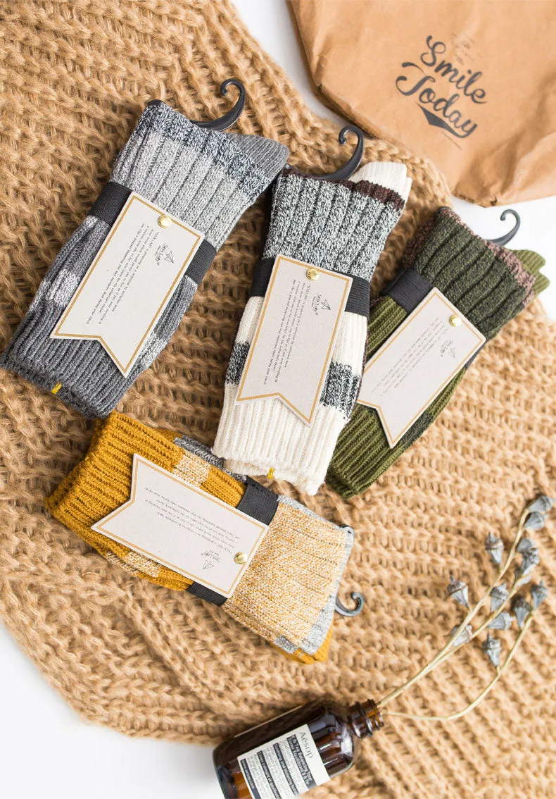ACALEN WOOL BLEND SOCKS WITH RETRO WIDE STRIPE FOUR PACK