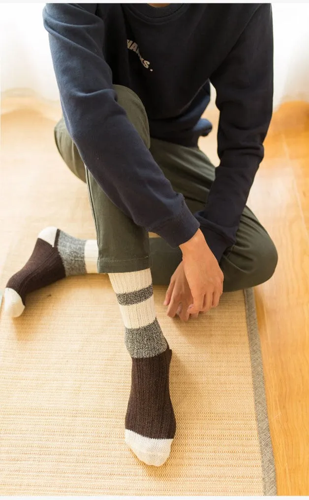 ACALEN WOOL BLEND SOCKS WITH RETRO WIDE STRIPE FOUR PACK