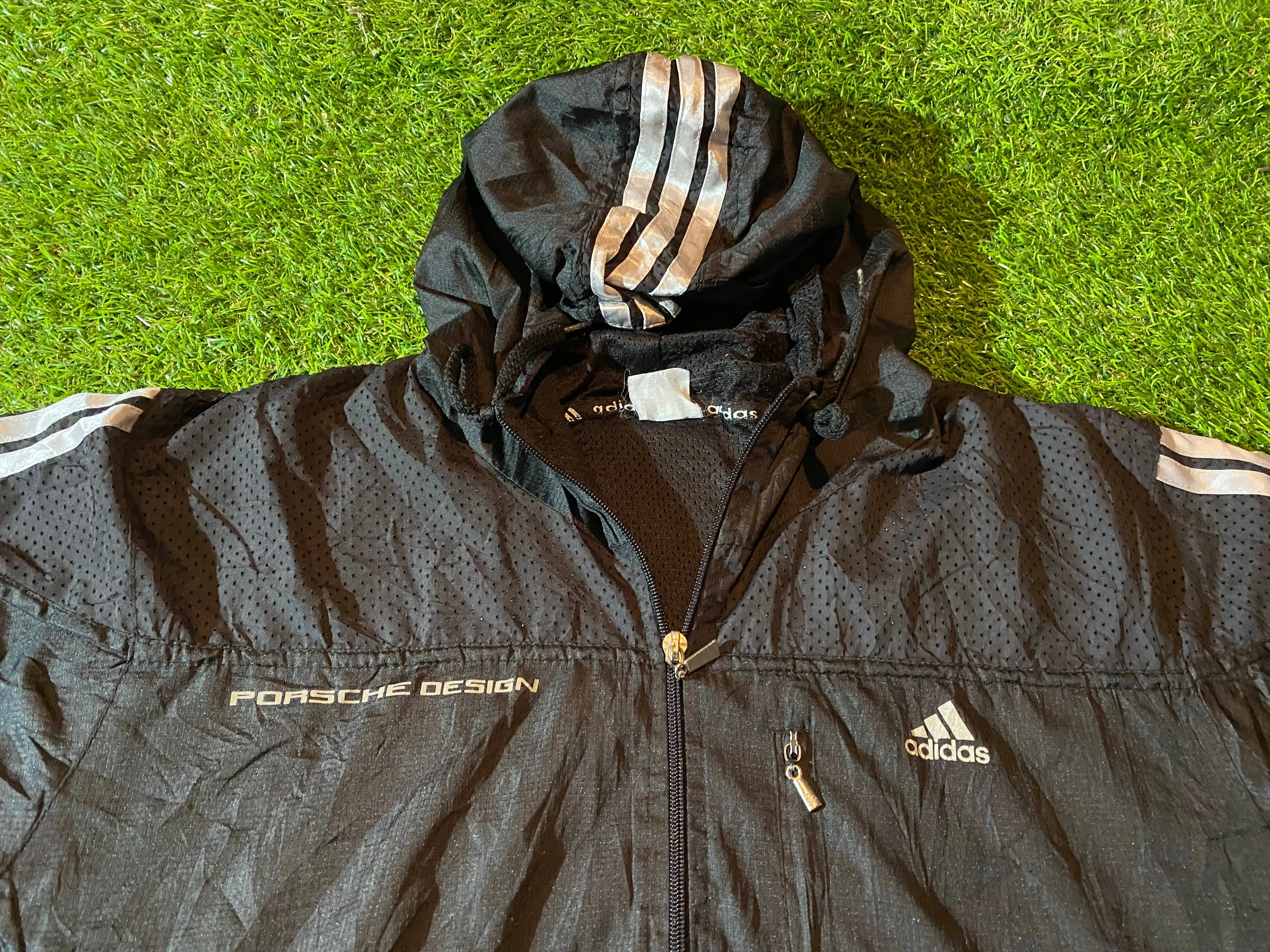 Adidas 3 Stripes Medium Mans Porsche Design Breathable Lined Zip Up Hooded Jacket