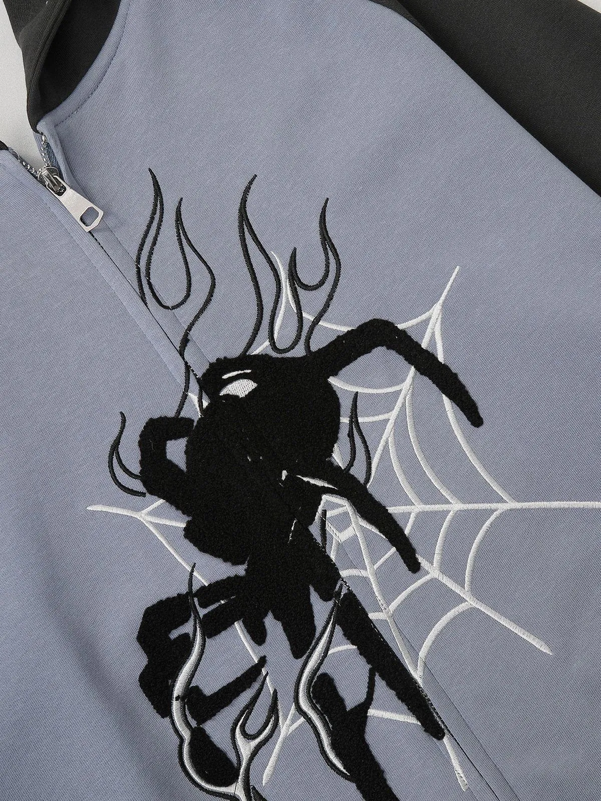 Aelfric Eden Embroidery Flame Spider Zip Up Hoodie