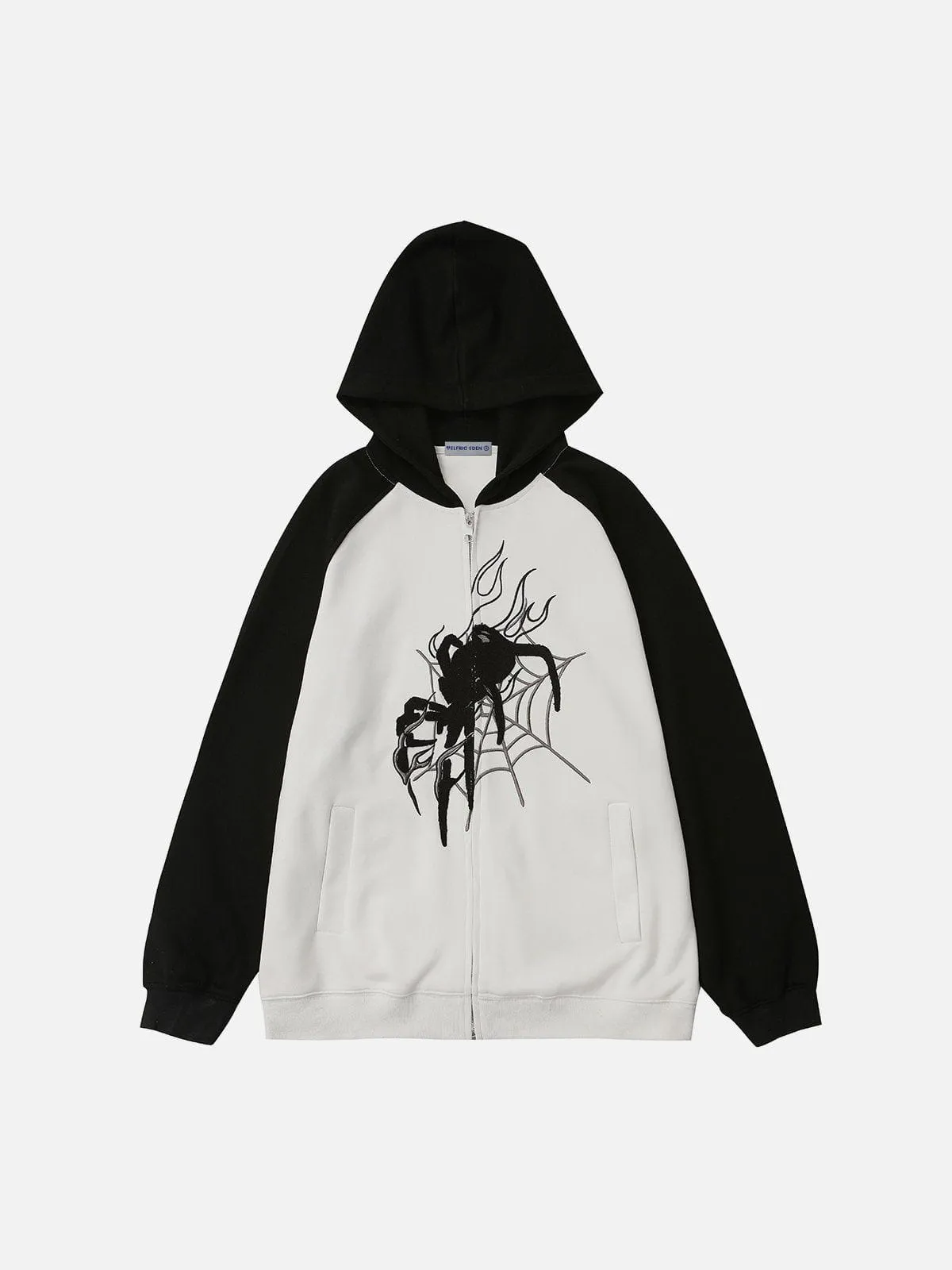 Aelfric Eden Embroidery Flame Spider Zip Up Hoodie