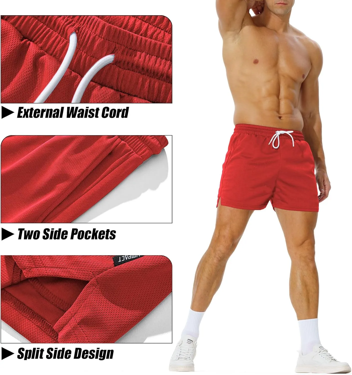 AIMPACT Mens Mesh Athletic Shorts Gym Athletic Workout Shorts for Men 5 Inch Running Shorts with Pocket