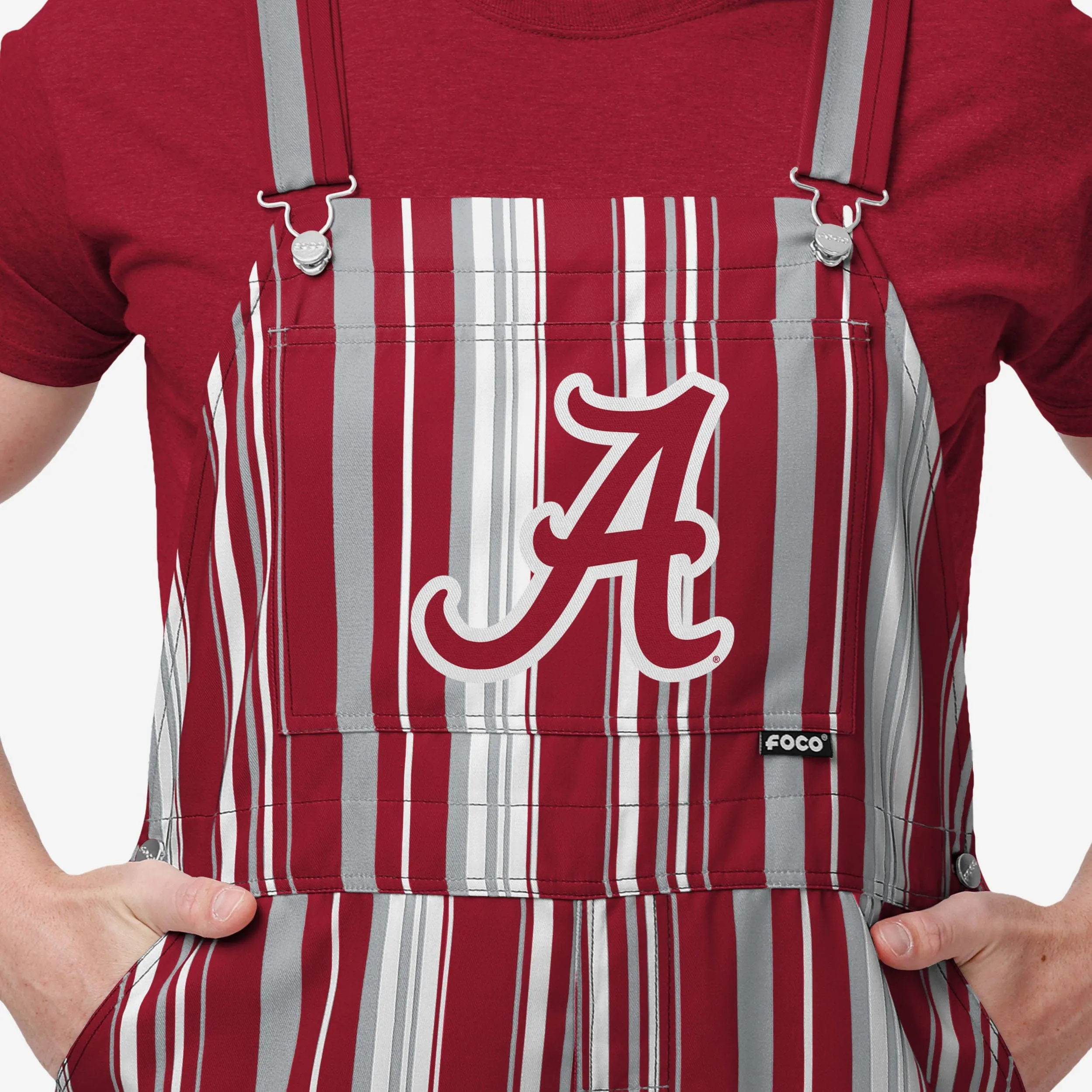 Alabama Crimson Tide Mens Hyper Stripe Bib Overalls