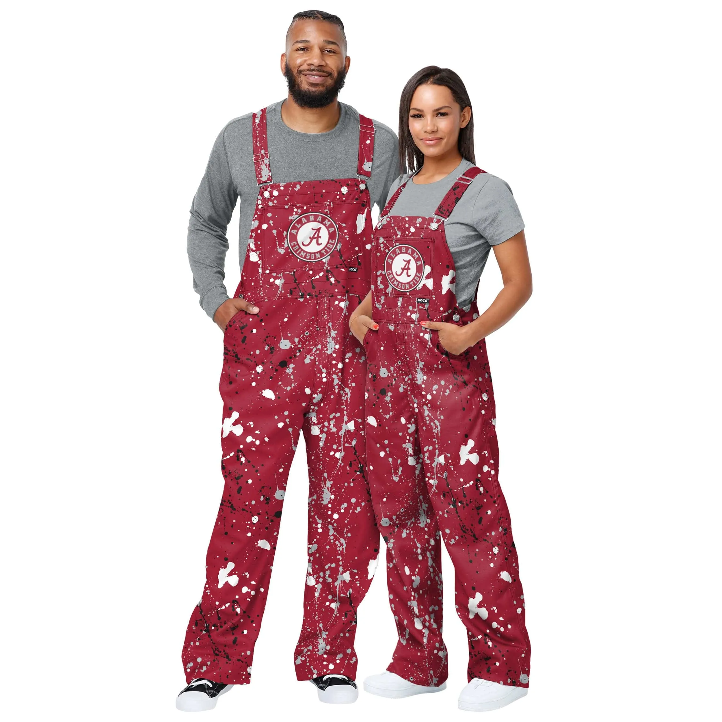 Alabama Crimson Tide NCAA Womens Paint Splatter Bib Overalls