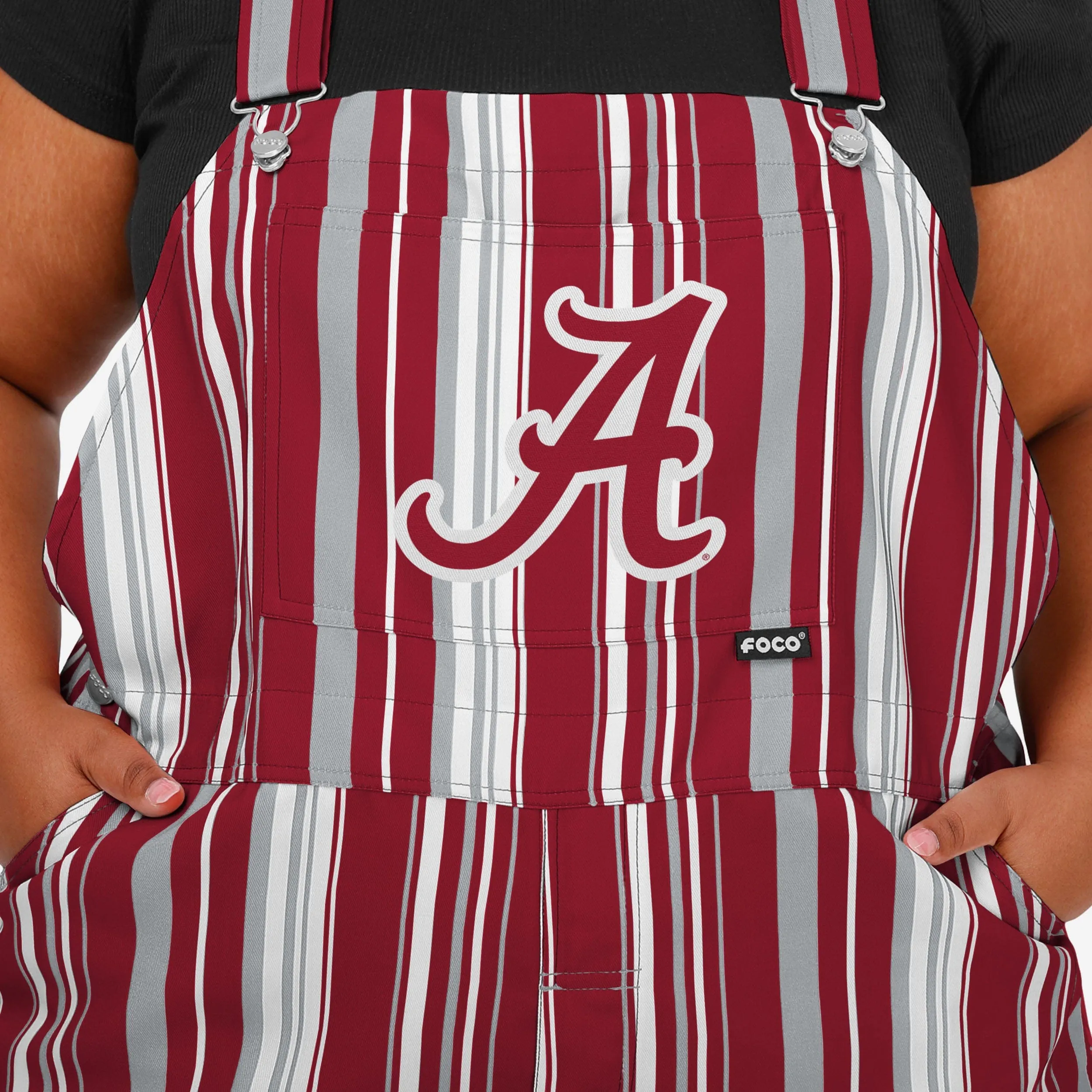 Alabama Crimson Tide Womens Hyper Stripe Bib Overalls