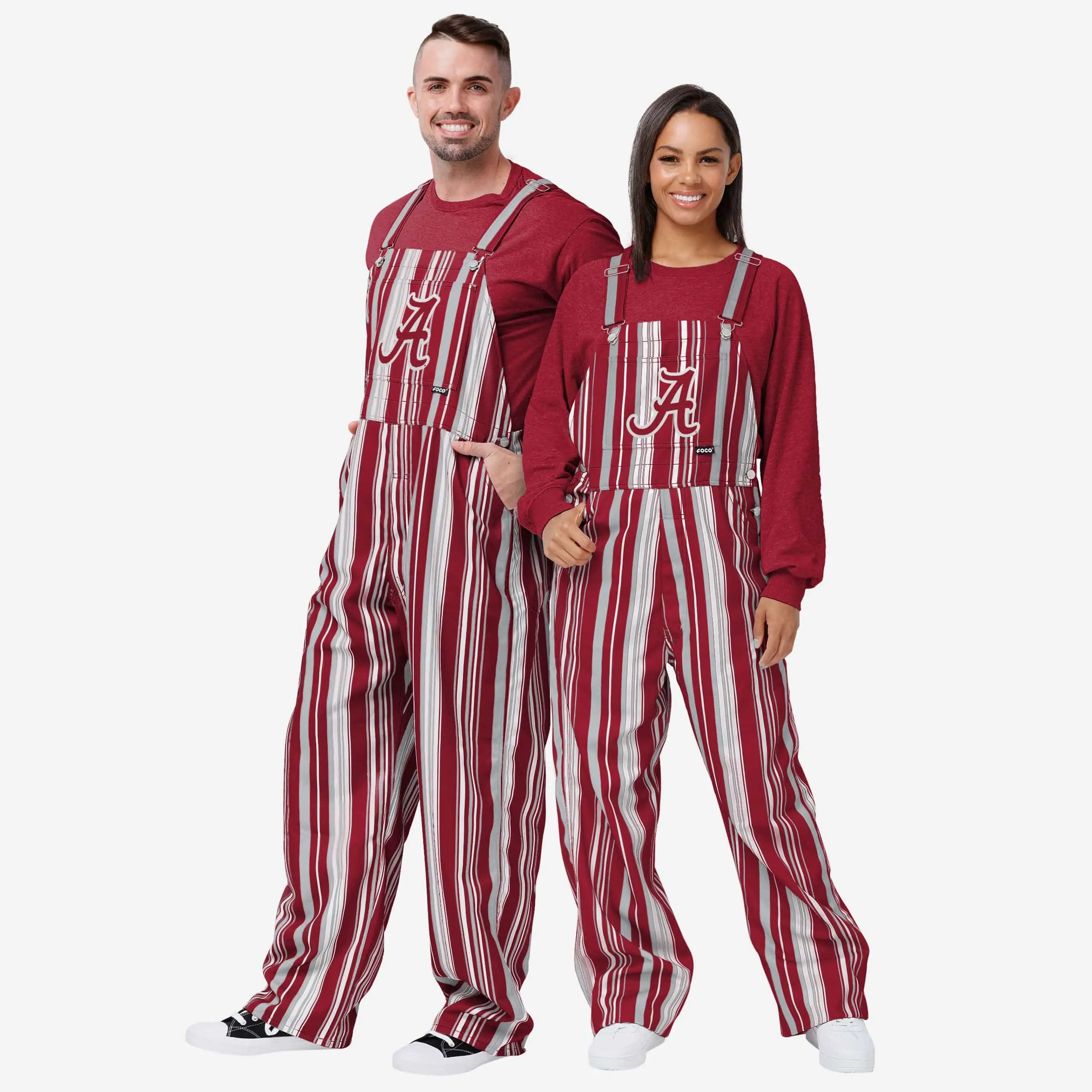 Alabama Crimson Tide Womens Hyper Stripe Bib Overalls