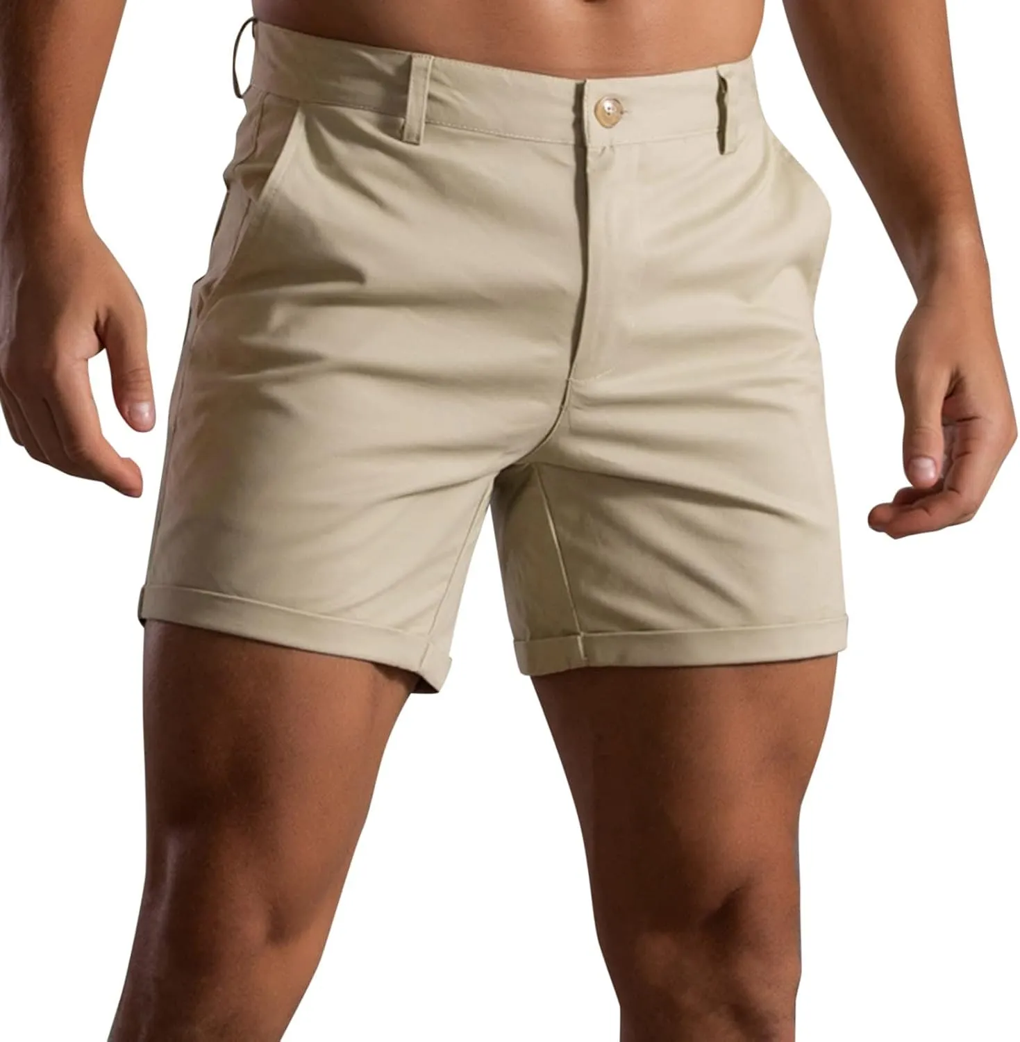Alalaso Men's Chino Shorts Casual Summer Stretch Moisture-Wicking Golf Dress Short with Zipper Pocket
