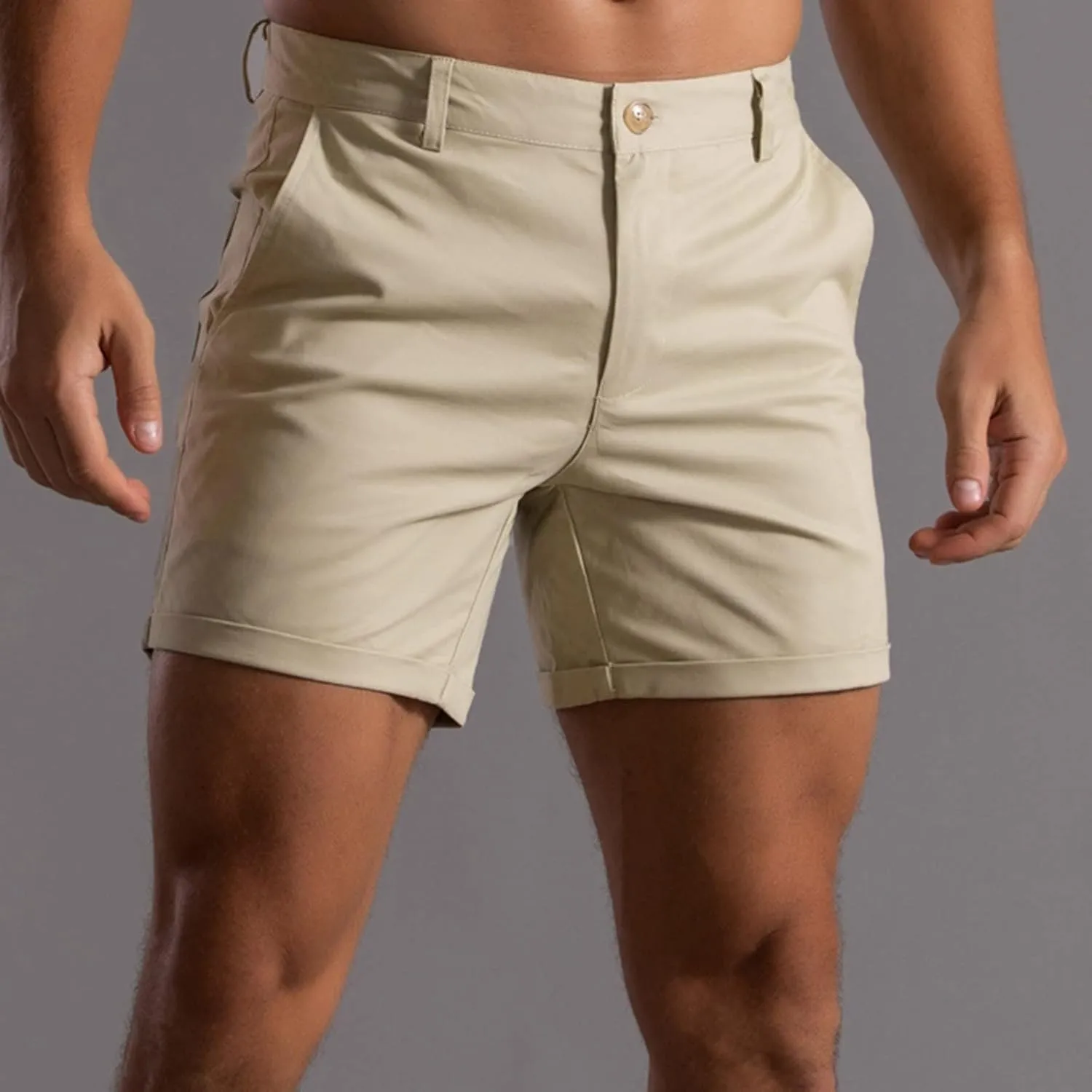 Alalaso Men's Chino Shorts Casual Summer Stretch Moisture-Wicking Golf Dress Short with Zipper Pocket