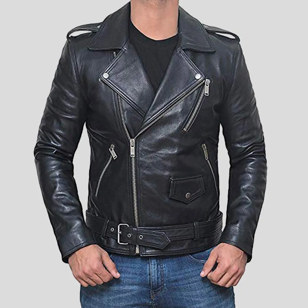 ALEC Black Biker Leather Jacket