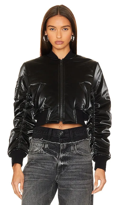ALLSAINTS Callie Shine Bomber in Black