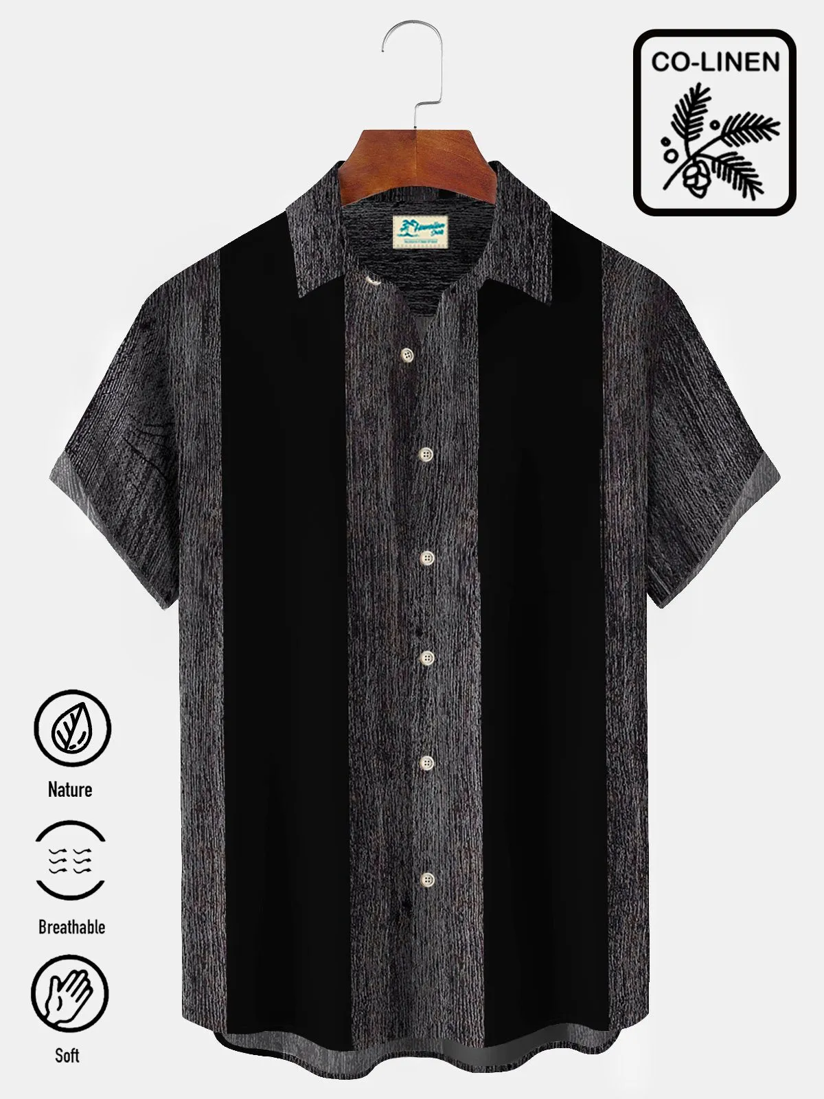 Alohadaddy 50's VIntage Art Men's Bowling Shirts Stretch BIg SIze Cotton Linen Blend Camp Shirts