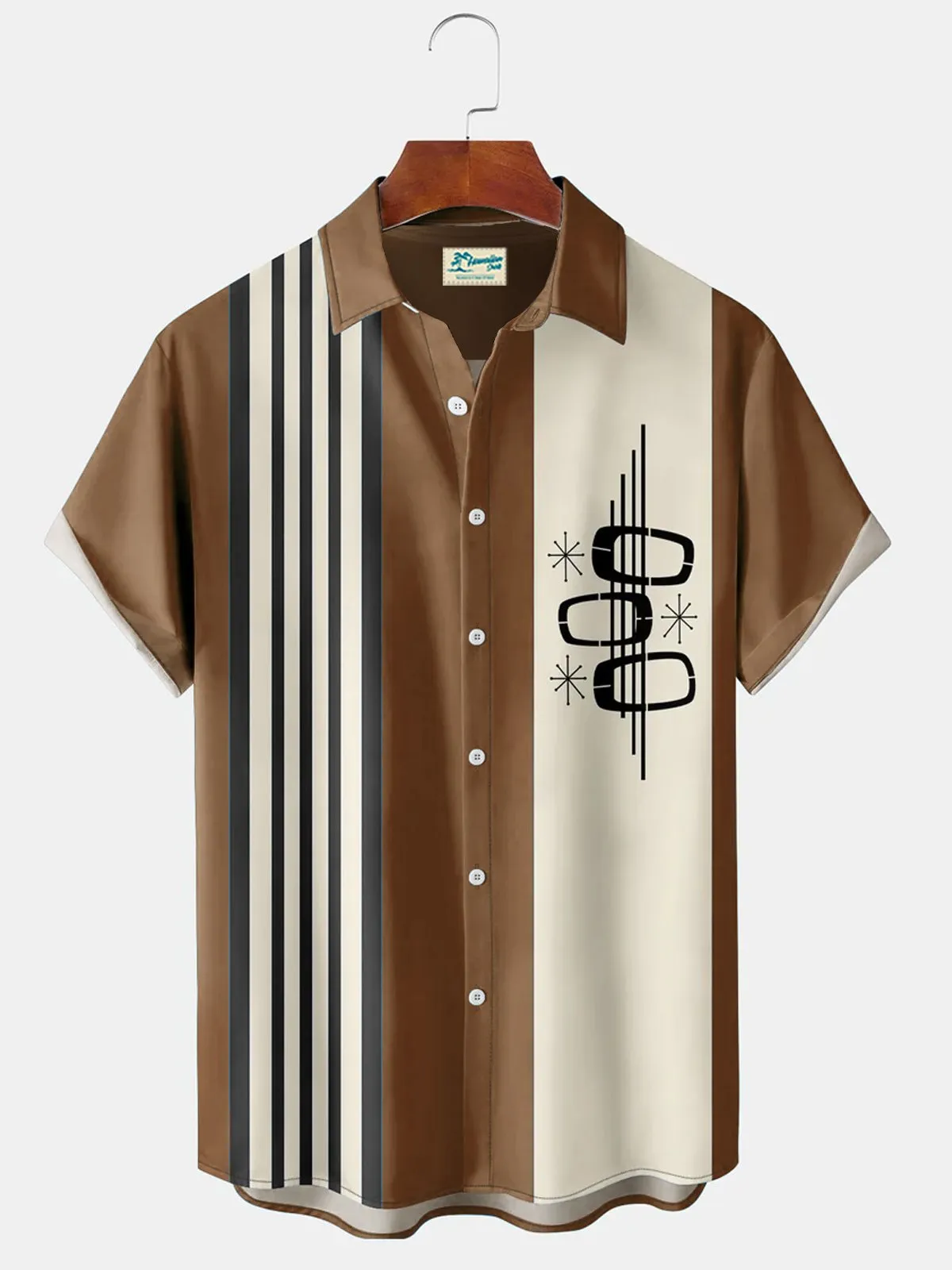Alohadaddy 60‘s Retro Men's Bowling Shirts Geometric Stretch Oversized Aloha Camp Shirts