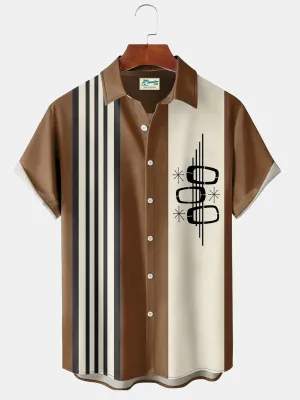 Alohadaddy 60‘s Retro Men's Bowling Shirts Geometric Stretch Oversized Aloha Camp Shirts