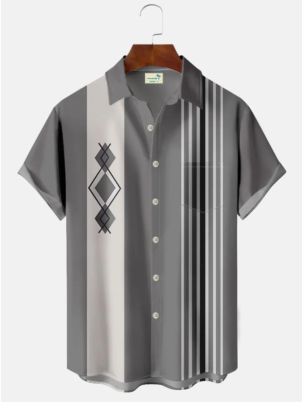 Alohadaddy Abstract Geometric Bowling Printed Casual Plus Size Shirts