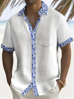 Alohadaddy Basic Floral Patchwork Printed Shirt Plus Size Men's Shirt Big Tall