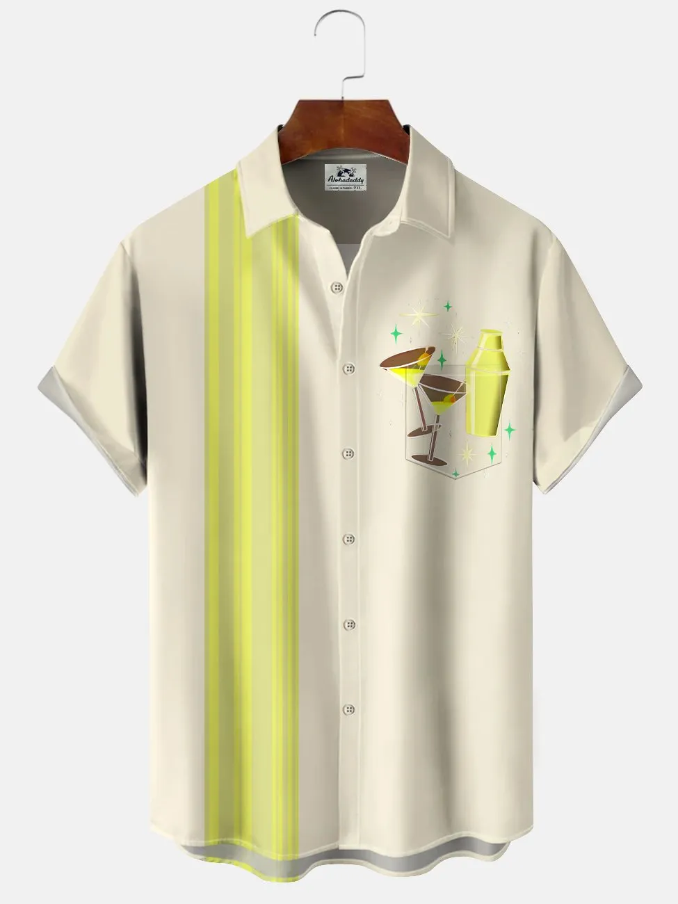 Alohadaddy Beach Cocktail Button Pocket Casual Short Sleeve Shirt