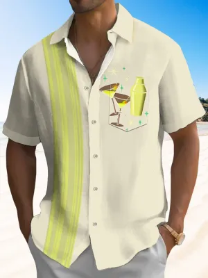 Alohadaddy Beach Cocktail Button Pocket Casual Short Sleeve Shirt
