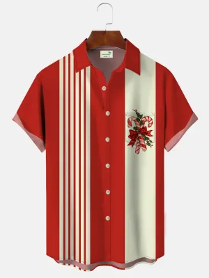 Alohadaddy Christmas Stick  Candy Bowling Printed Casual Plus Size Shirts