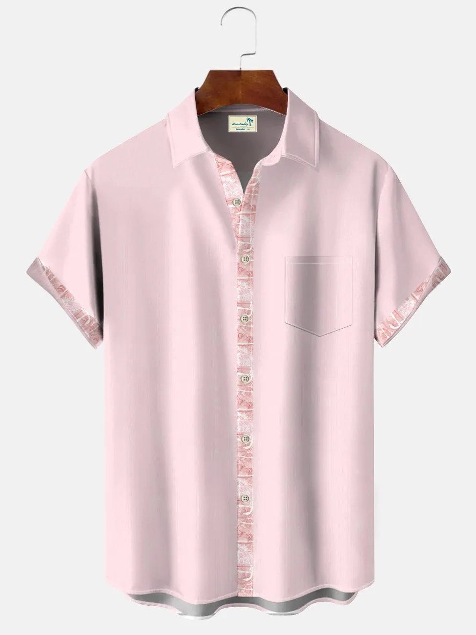 Alohadaddy Coconut Tree Men's Button Pocket Casual 50S Bowling Commuter Long Sleeve Shirt