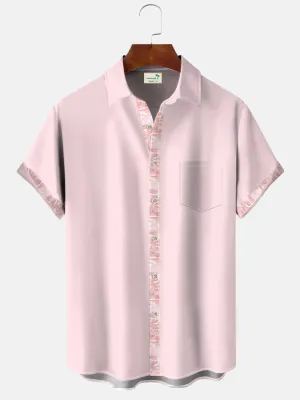 Alohadaddy Coconut Tree Men's Button Pocket Casual 50S Bowling Commuter Long Sleeve Shirt