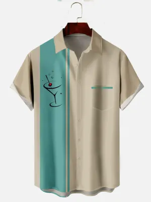 Alohadaddy Contrast Color Abstract Cocktail Casual Cotton-Blend Plus Size Shirts
