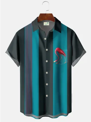 Alohadaddy Flamingo Bowling Printed Casual Plus Size Shirts