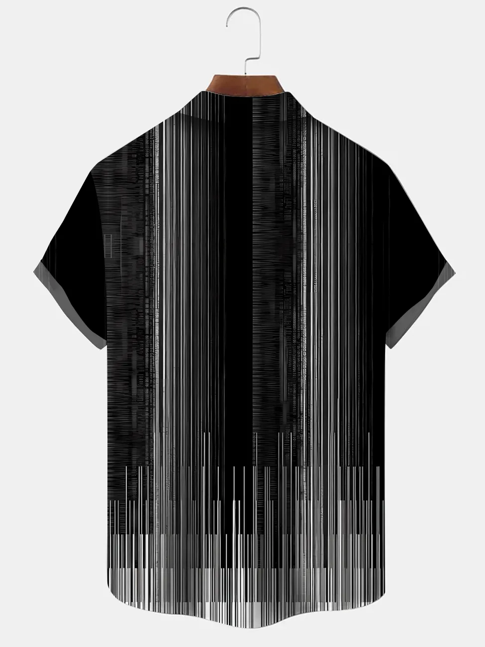 Alohadaddy Geometric Stripe Button Pocket Casual Short Sleeve Shirt
