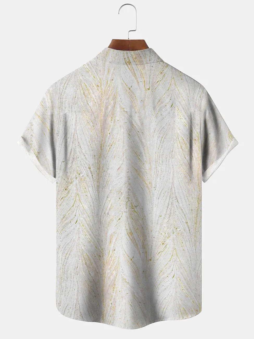 Alohadaddy Leaf Geometric Stripes Men's 50S Bowling Commuter Button Pocket Men's Casual Short Sleeve Shirt