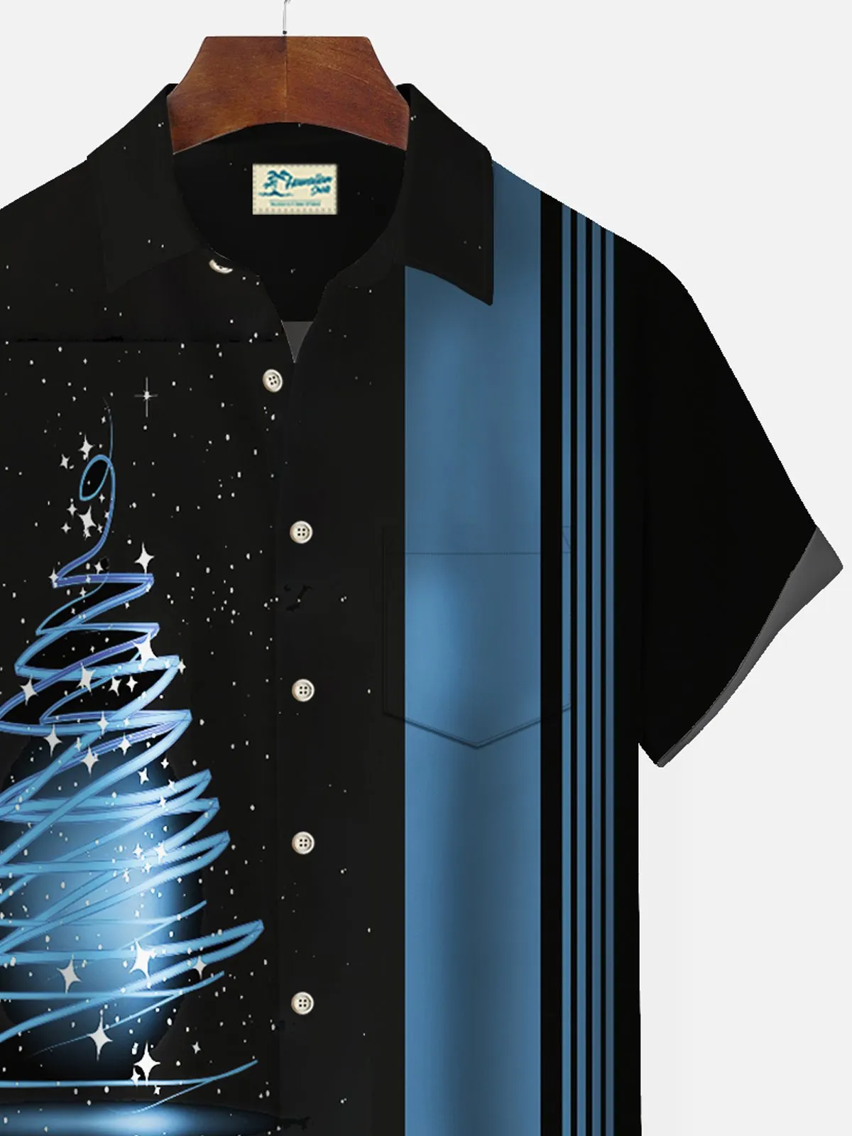 Alohadaddy Men's Vintage Bowling Christmas Hawaiian Button Short Sleeve Shirt