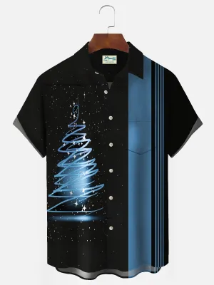 Alohadaddy Men's Vintage Bowling Christmas Hawaiian Button Short Sleeve Shirt