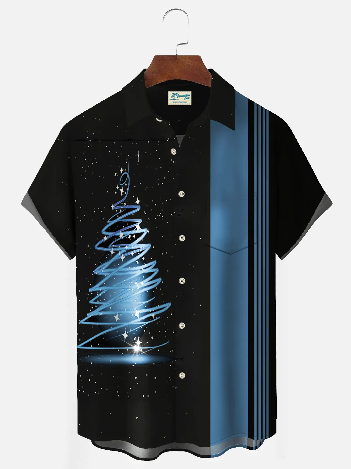 Alohadaddy Men's Vintage Bowling Christmas Hawaiian Button Short Sleeve Shirt