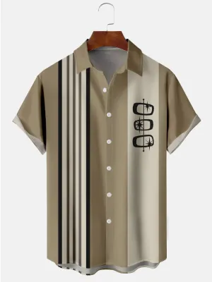 Alohadaddy Ocher Abstract Printing Casual Bowling Plus Size Cotton-Blend Shirts