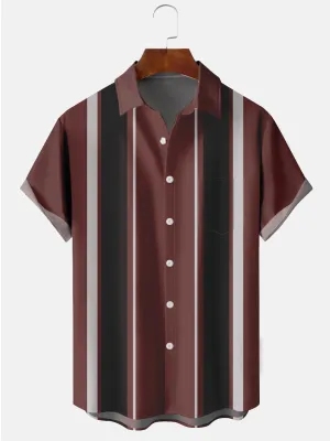 Alohadaddy Red-black Contrast Bowling Casual Plus Size Shirts