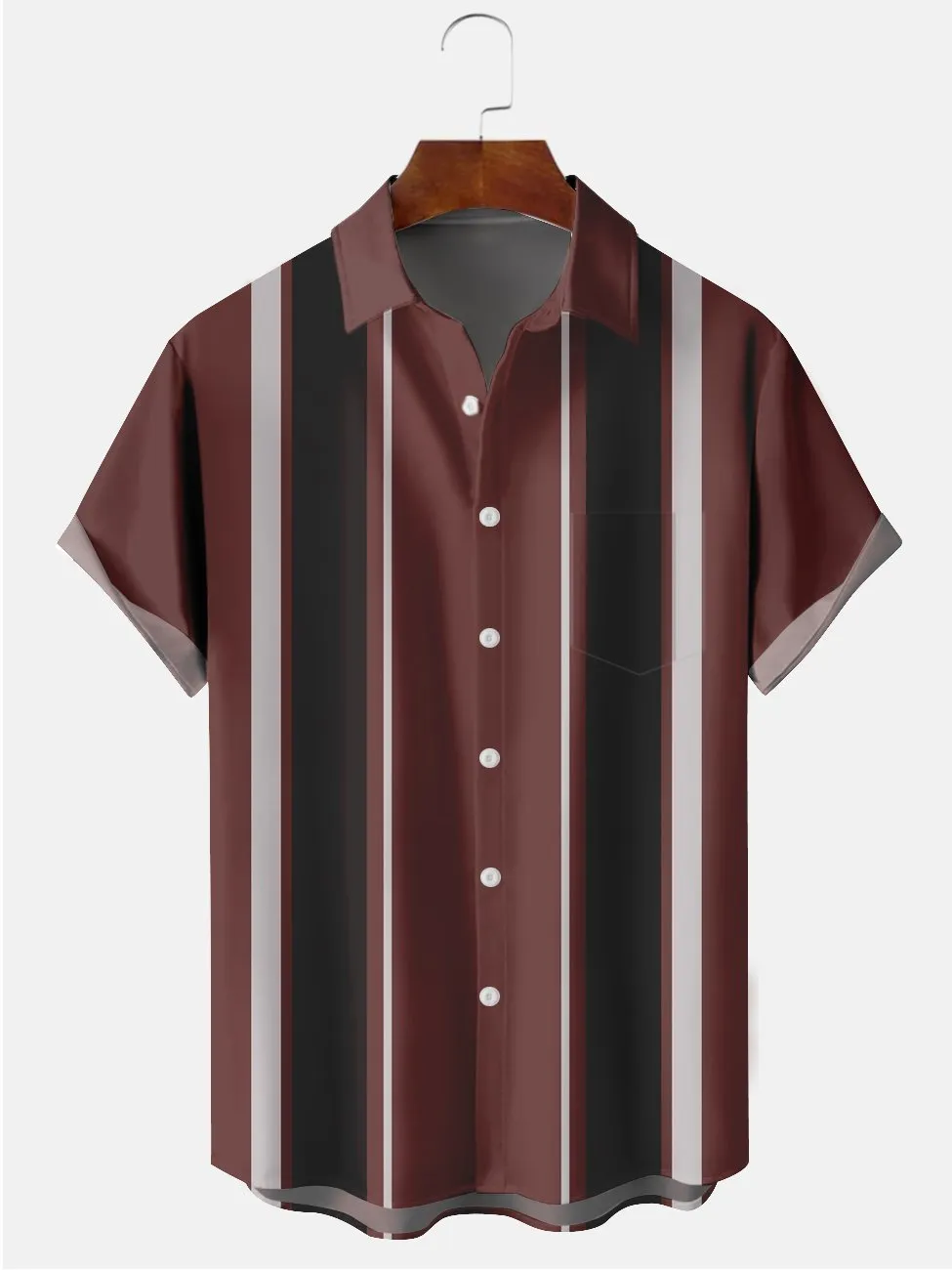 Alohadaddy Red-black Contrast Bowling Casual Plus Size Shirts