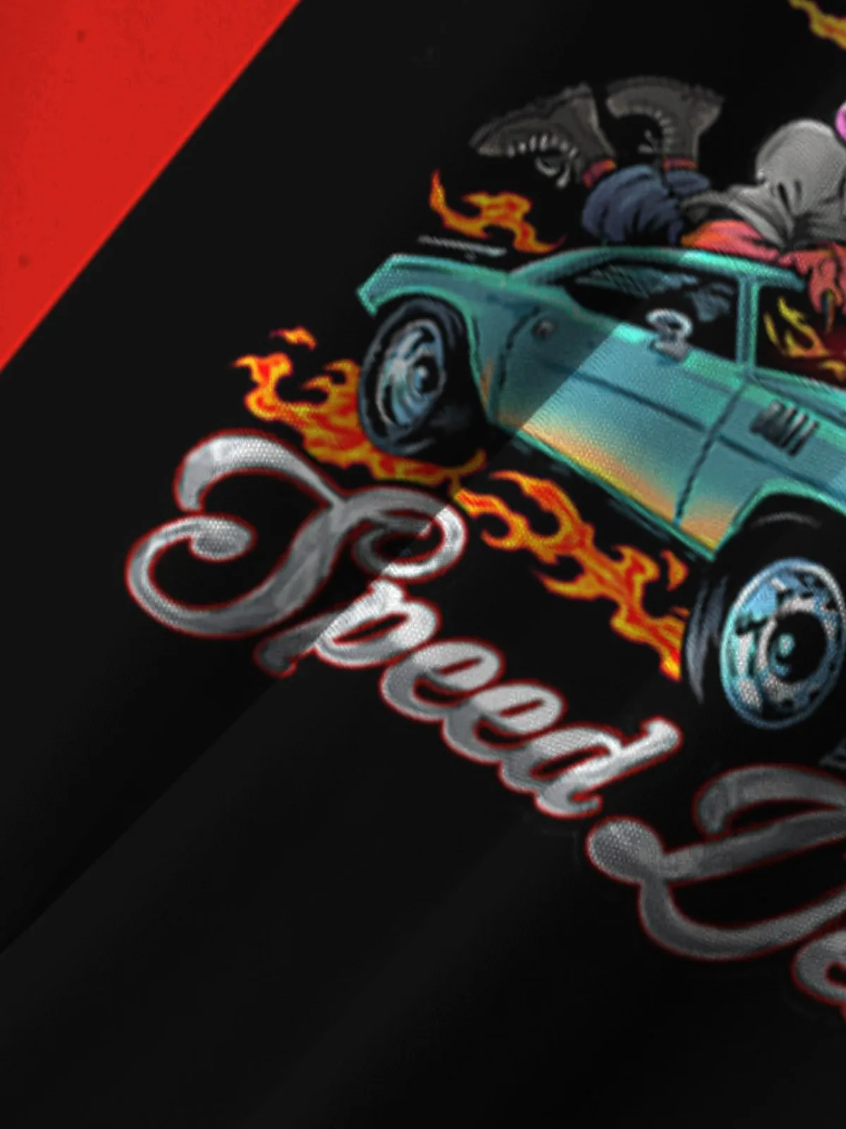 Alohadaddy Retro 60s Cartoon Car Flame Pocket Bowling Shirt