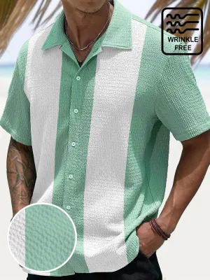 Alohadaddy Retro Basic Bowling Contrast Color 60s 3D Digital Print Men's Button Pocket Short Sleeve Shirt Big & Tall