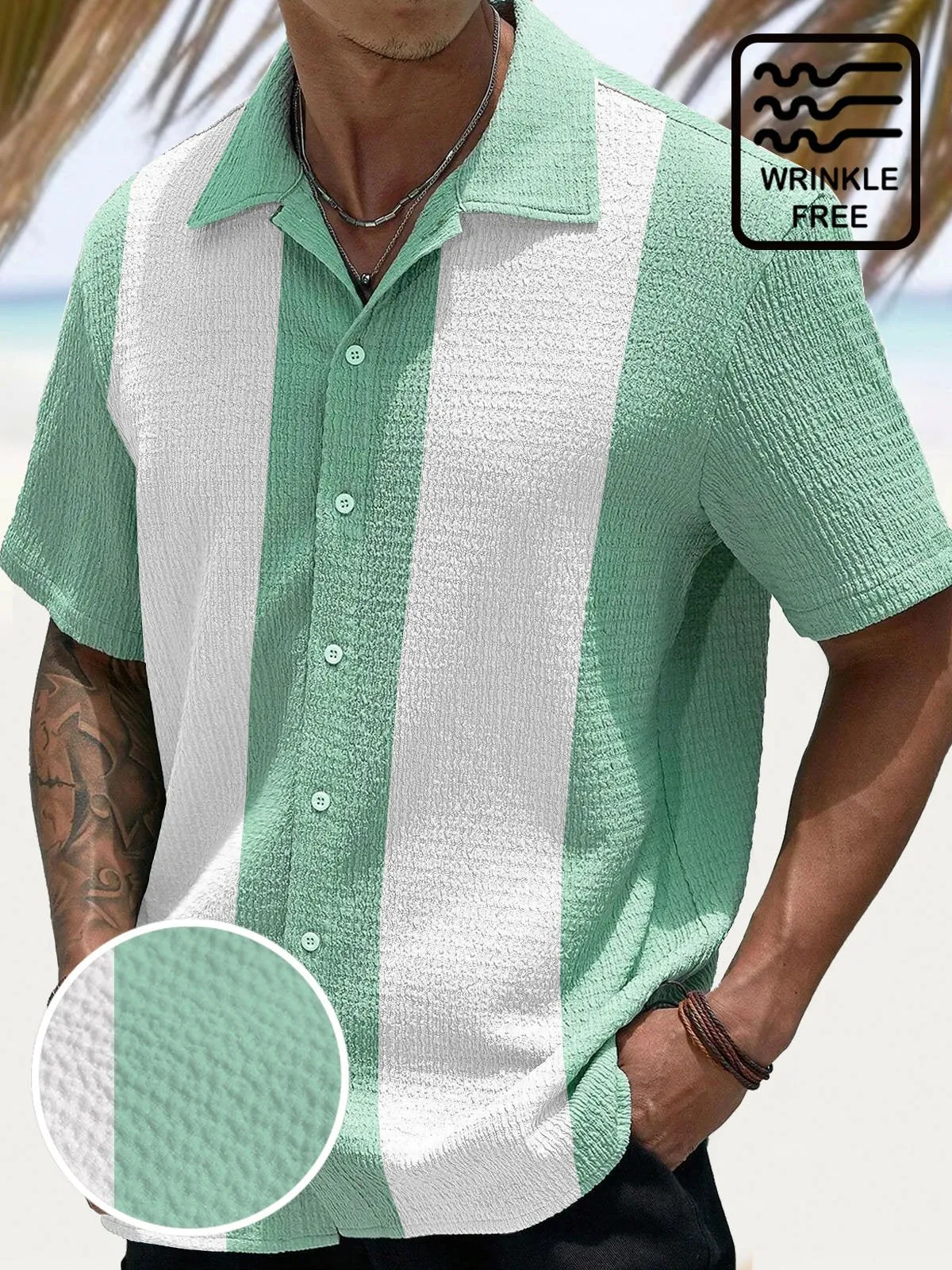 Alohadaddy Retro Basic Bowling Contrast Color 60s 3D Digital Print Men's Button Pocket Short Sleeve Shirt Big & Tall