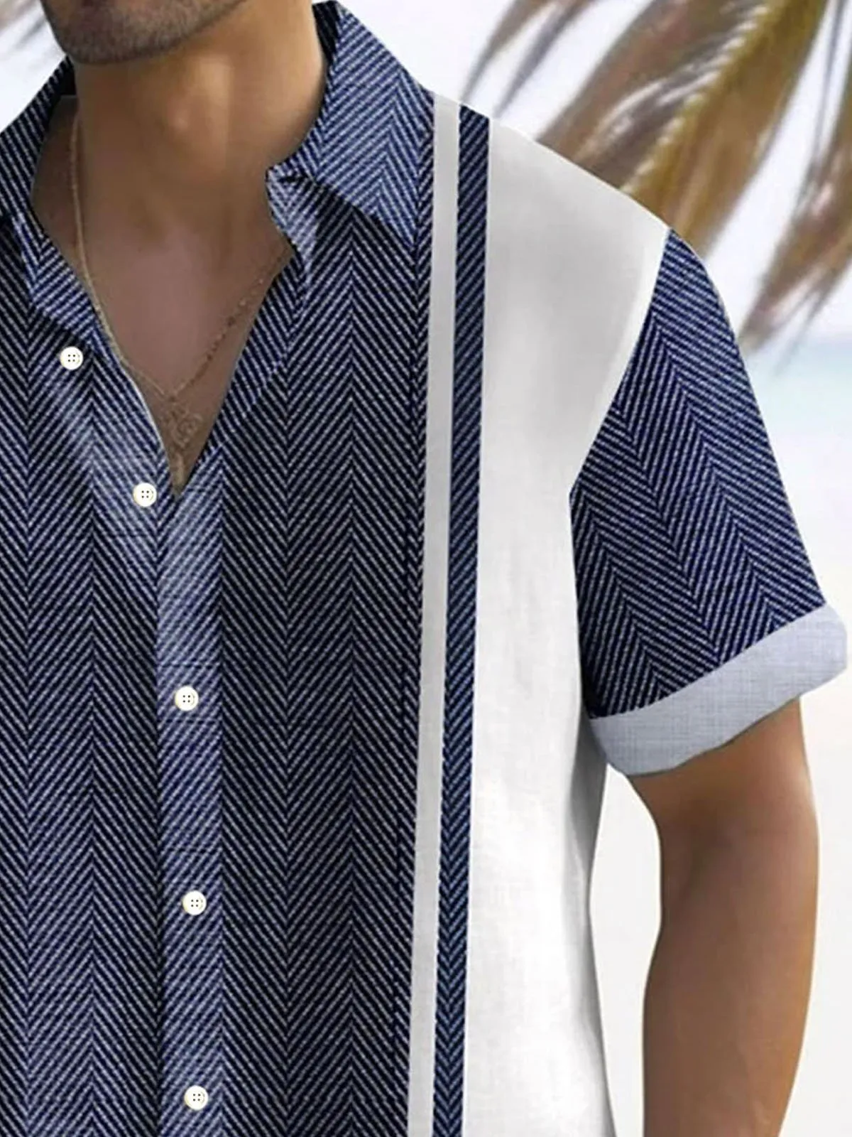 Alohadaddy Retro Bowling Geometric Texture 3D Digital Print Men's Button Pocket Short Sleeve Shirt Big & Tall