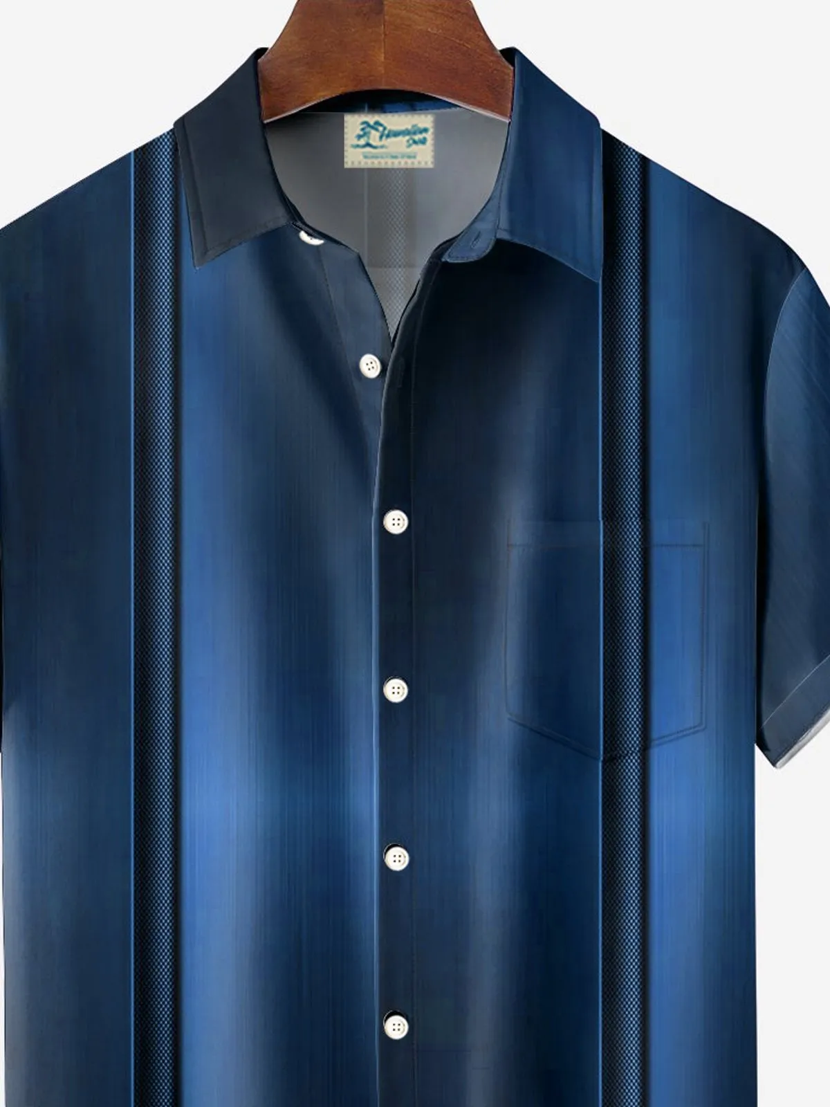 Alohadaddy Retro Bowling Gradient 3D Print Men's Button Pocket Short Sleeve Shirt Big & Tall