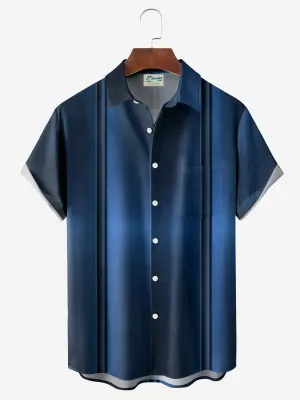 Alohadaddy Retro Bowling Gradient 3D Print Men's Button Pocket Short Sleeve Shirt Big & Tall