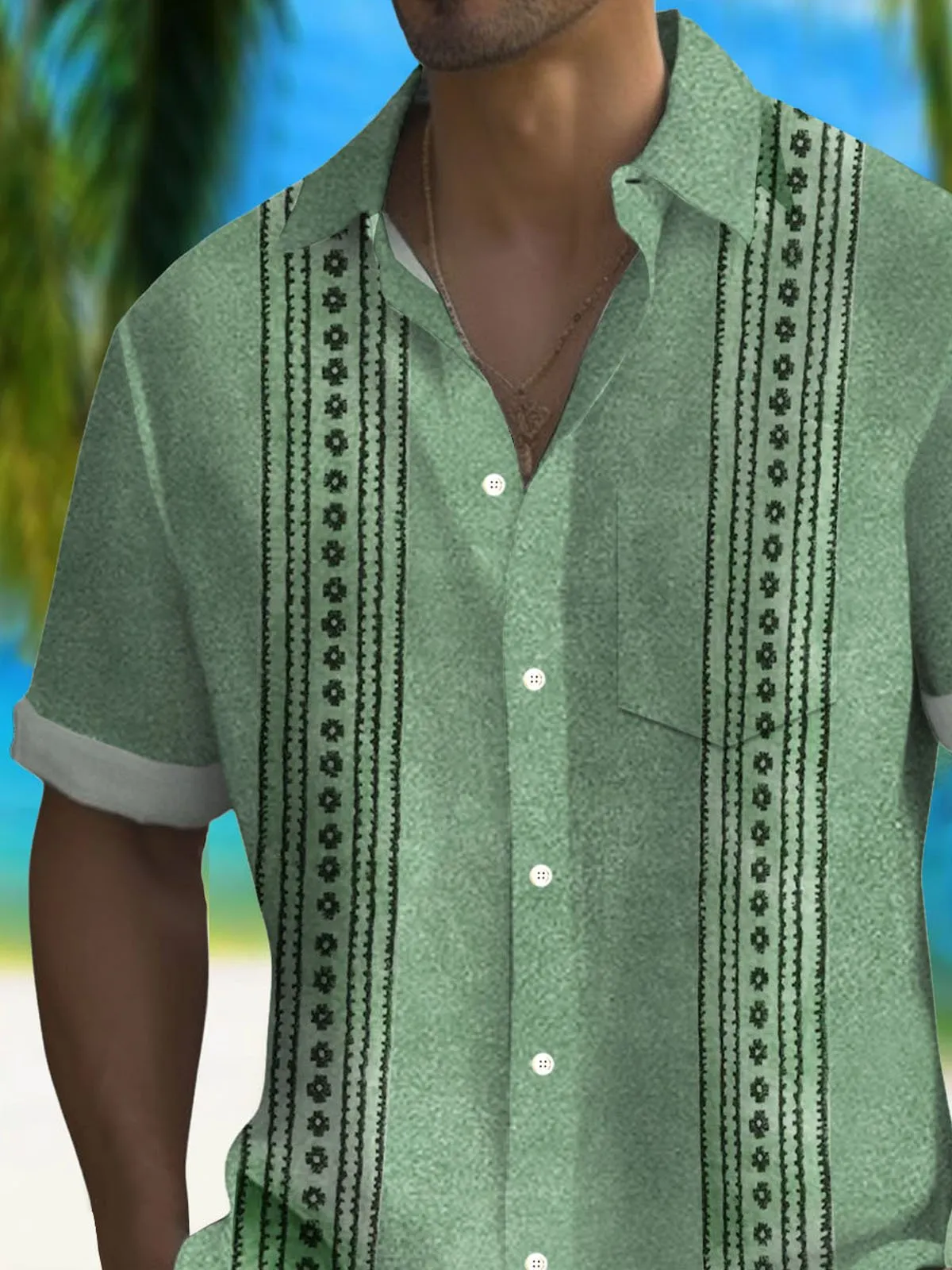 Alohadaddy Retro Geometry Textured 3D Digital Print Men's Button Pocket Short Sleeve Shirt Big & Tall