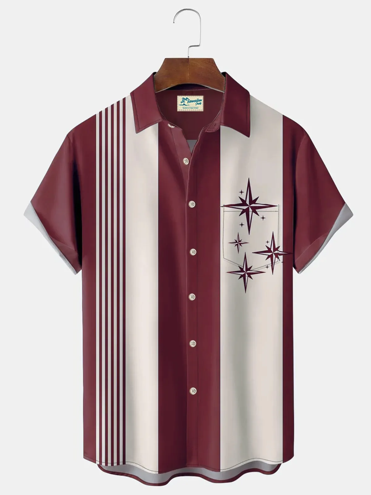 Alohadaddy Retro Men's Bowling Shirts Geometric Oversized Shirts