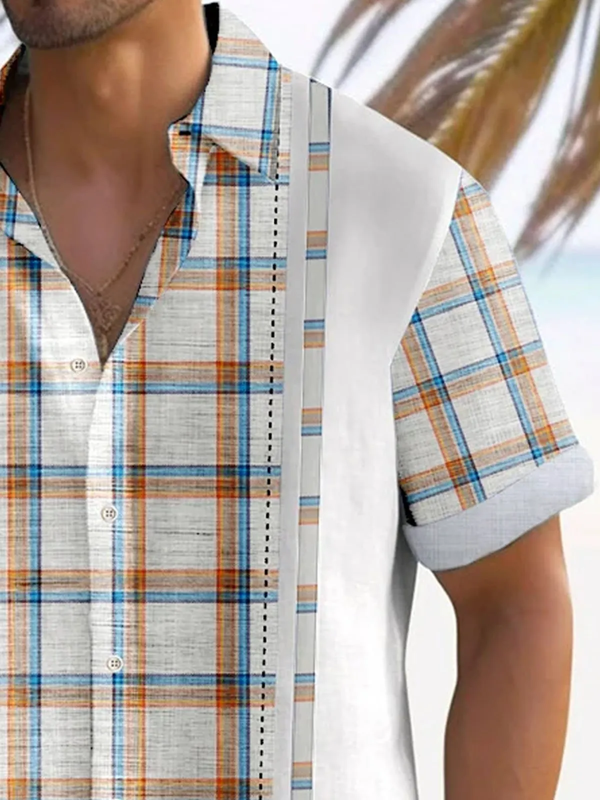Alohadaddy Retro Plaid 3D Bowling Print Men's Button Pocket Short Sleeve Shirt