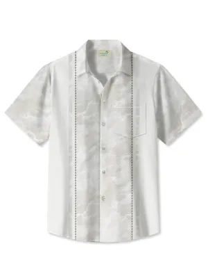 Alohadaddy Summer Cloud Commuter 50S Bowling Pocket Button Casual Vacation Men's Short Sleeve Shirt
