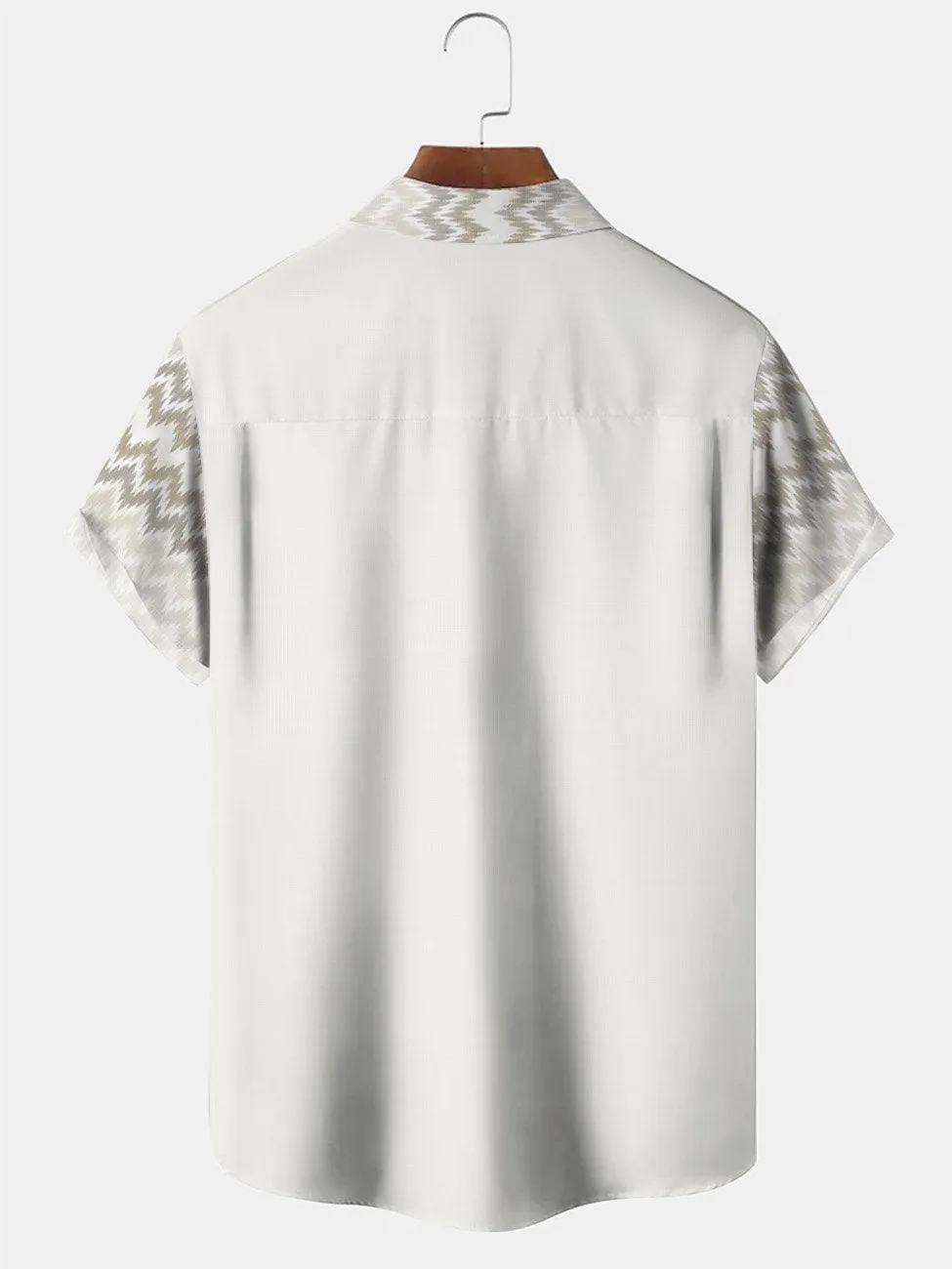 Alohadaddy Summer Ethnic Pattern Button Pocket Vacation Men's 50S Bowling Commuter Short Sleeve Shirt