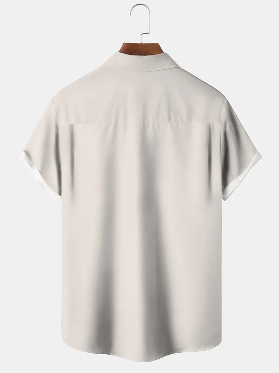 Alohadaddy Summer Ethnic Style Geometric Lines Men's 50S Bowling Commuter Button Pocket Polyester Short Sleeve Shirt
